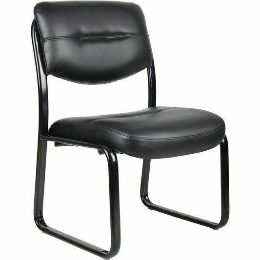 Boss Guest Chair - Black Seat Color - LeatherPlus Seat Material - Black Frame Color - Steel Frame Material - Sled Base - 1 Each