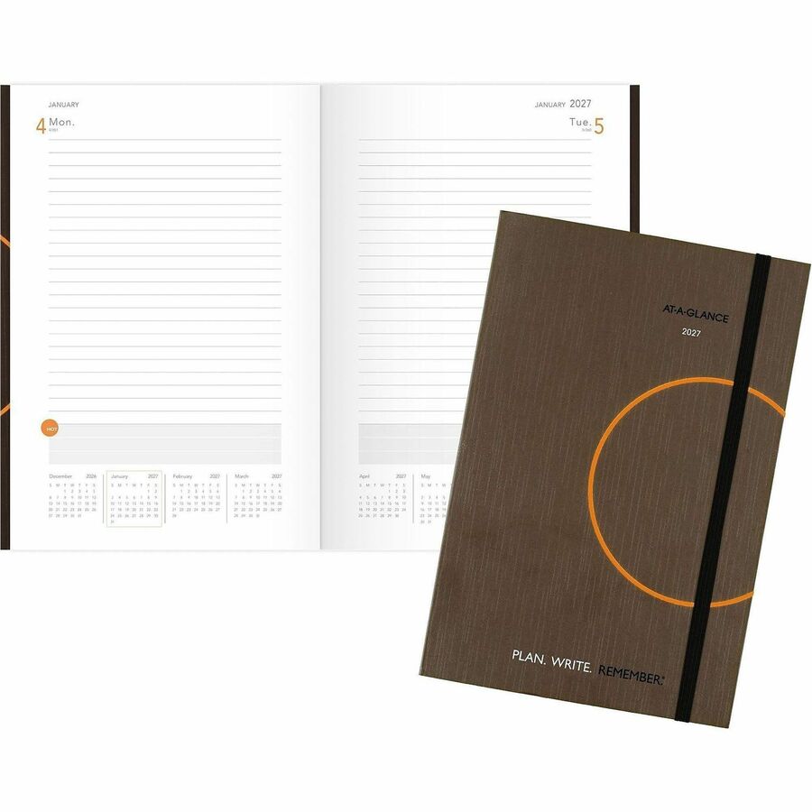 At-A-Glance Plan. Write. Remember. Planning Notebook - Small - Julian Dates - Daily - 1 Year - January 2027 to December 2027 - 1 Day Single Page Layout - 6" x 9" Sheet Size - White Sheet - Case Bound - Gray - Paper - 1 Each