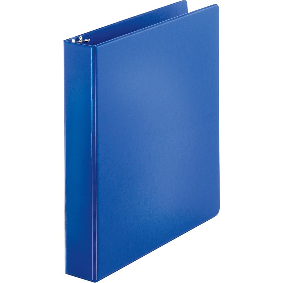 Business Source Basic Round Ring Binders - 1 1/2" Binder Capacity - Letter - 8 1/2" x 11" Sheet Size - 350 Sheet Capacity - 3 Ring - Fastener: Round Ring - Pocket: Internal - Polypropylene, Chipboard - Dark Blue - 1.02 lb - Exposed Rivet, Sturdy - 1 Each