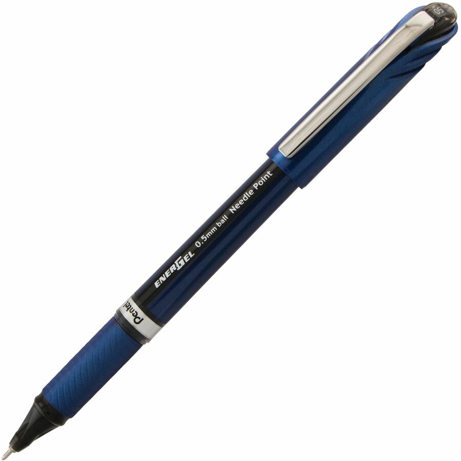 EnerGel EnerGel NV Liquid Gel Pens - Black Ink - Gel-based - Blue Barrel - Metal Tip - 12 / Dozen