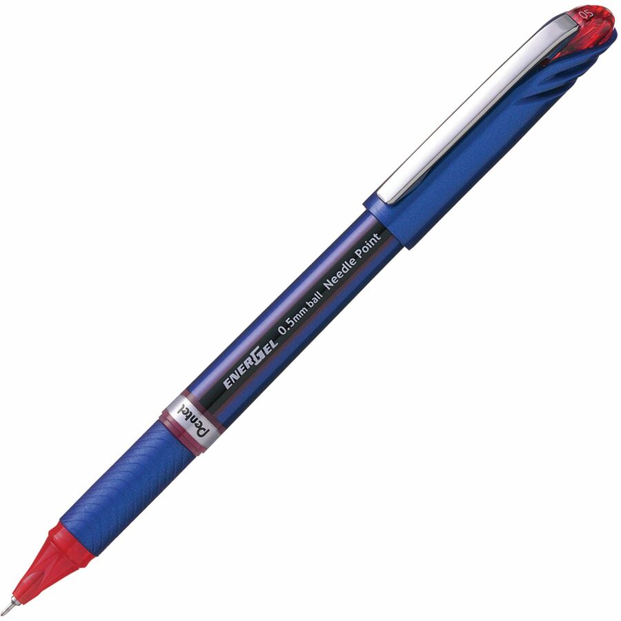 EnerGel EnerGel NV Liquid Gel Pens - Red Ink - Gel-based - Blue Barrel - Metal Tip - 12 / Box