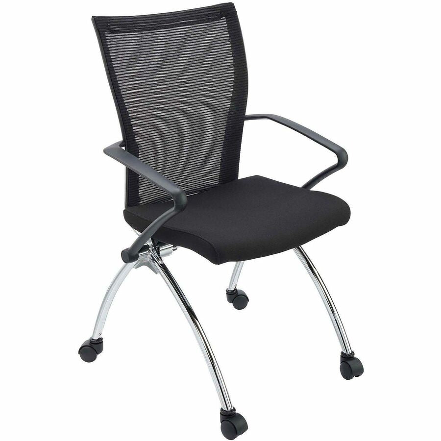 Mayline Valore High Back Training Chair - Red Seat Color - Fabric Seat Material - Black Frame Color - Chrome Frame Material - 2 / Carton