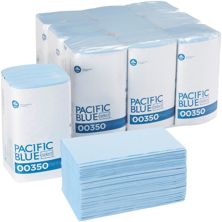 Pacific Blue Select S-Fold Windshield Paper Towels - 2 Ply - Singlefold - 9.50" Width x 10.25" Length - Blue - Paper - 250/Pack - 9 / Carton
