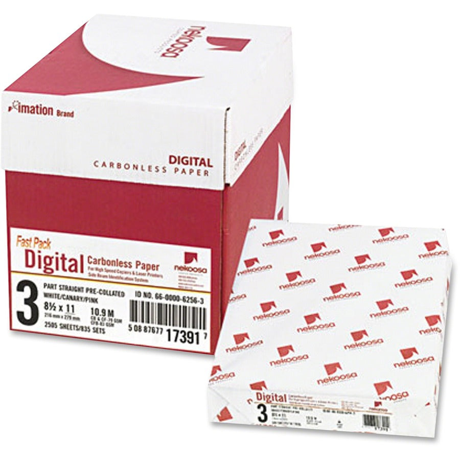 Nekoosa Fast Pack Digital Carbonless Paper - 92 Brightness - Letter - 8 1/2" x 11" - Sustainable Forestry Initiative (SFI) - Unpunched, Straight Sequence - White, Canary, Pink - 500 Sheets per Ream - 5 / Carton