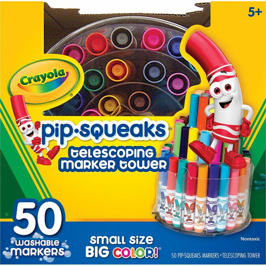 Crayola Pip-Squeaks Telescoping Marker Tower Washable Markers - Washable - 50 / Set