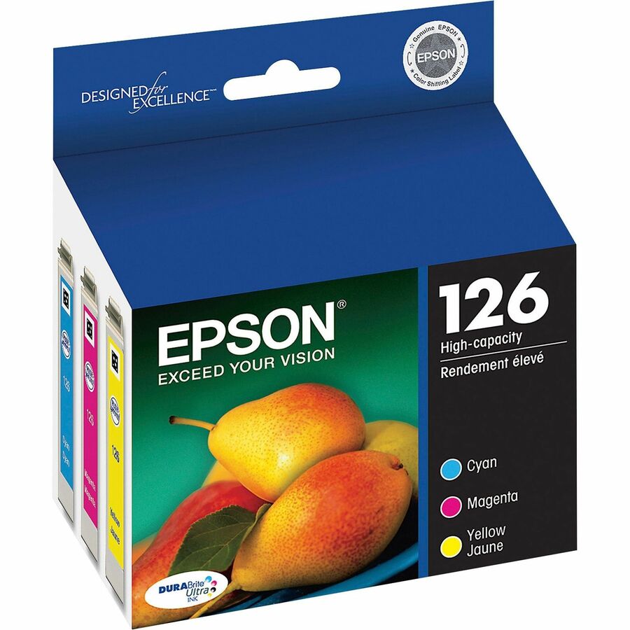 Epson DURABrite No. 126 Original Inkjet Ink Cartridge - Cyan, Magenta, Yellow - 3 / Pack - Inkjet - Cyan, Magenta, Yellow - 1 Each