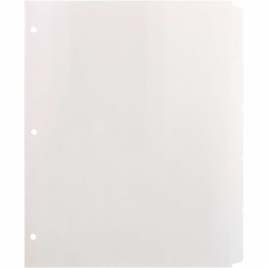Business Source Reinforced Hole Punched Indexes - 5 Write-on Tab(s) - 5 Tab(s)/Set - 3 Hole Punched - White Divider - 100% Recycled - Non-laminated, Mylar Reinforcement - 1 Box