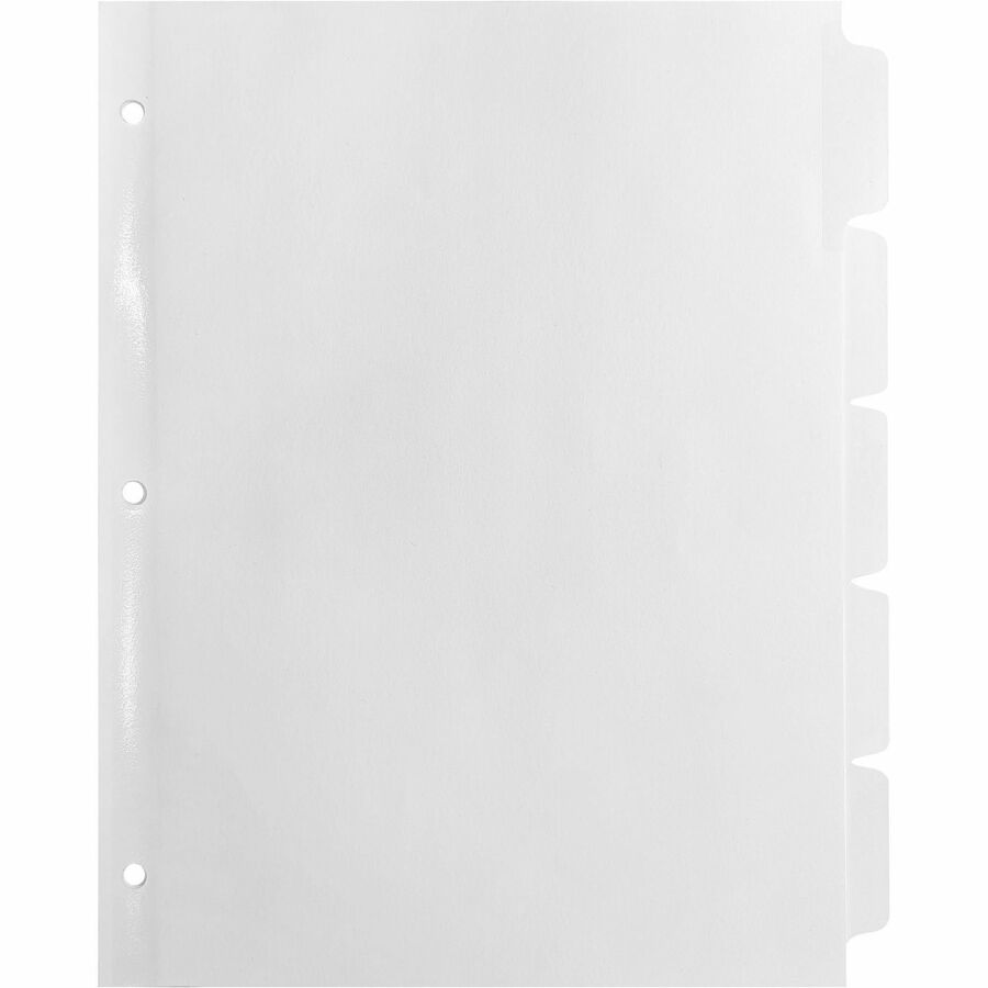 Business Source Punched Laser Index Dividers - 5 Blank Tab(s) - 5 Tab(s)/Set - 8.5" Divider Width x 11" Divider Length - Letter - 3 Hole Punched - White Paper Divider - White Tab(s) - 100% Recycled - Mylar Reinforcement, Reinforced, Punched - 1 Box