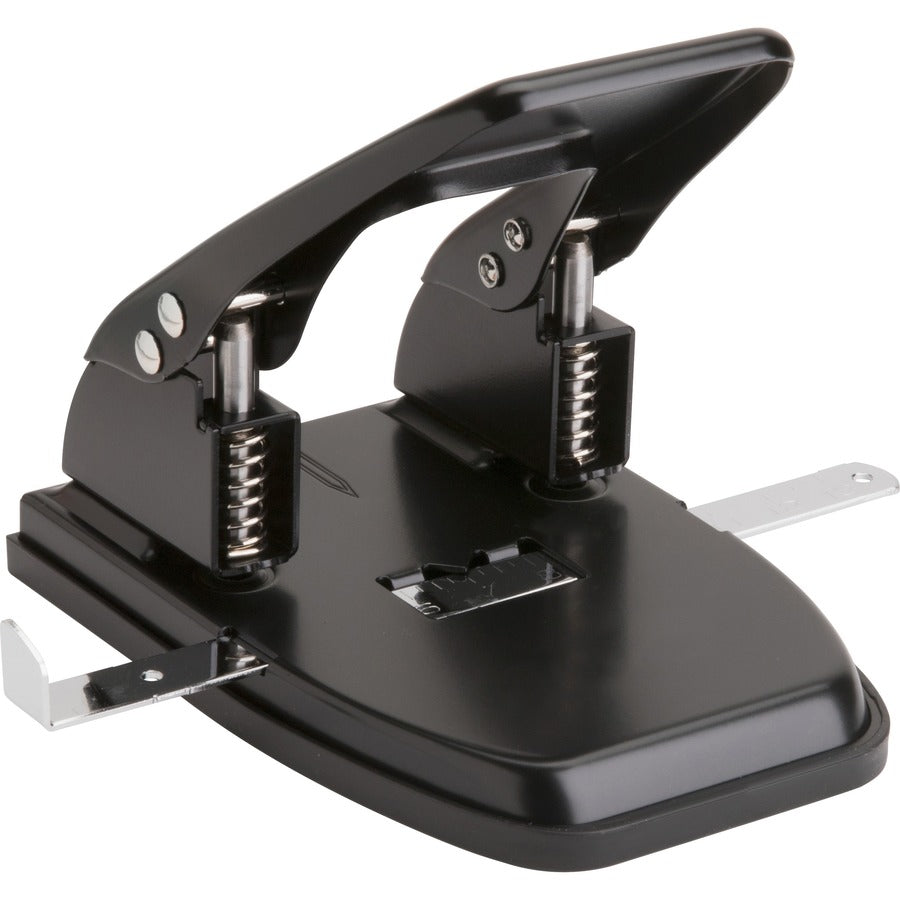 Business Source Heavy-duty 2-Hole Punch - 2 Punch Head(s) - 30 Sheet of 20lb Paper - 9/32" Punch Size - Round Shape - Steel, Rubber - Black