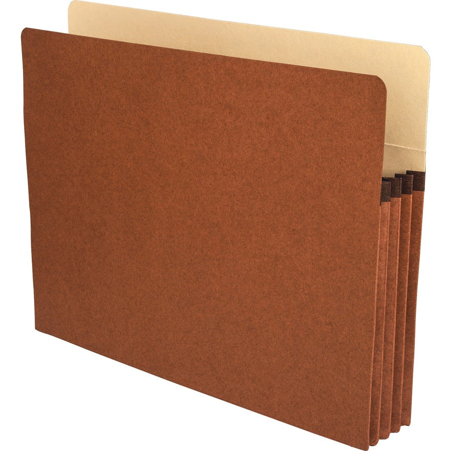 Business Source Straight Tab Cut Letter Recycled File Pocket - 8 1/2" x 11" - 3 1/2" Expansion - Redrope - Redrope - Tyvek Gusset, Tear Proof, Reinforced Gusset, Sturdy, Durable - 30% Recycled - 25 / Box