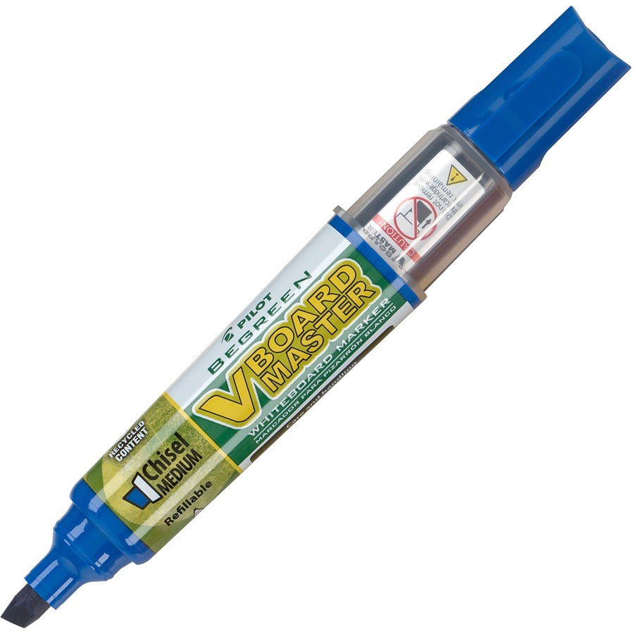 Pilot BeGreen Refillable VBoard Dry-erase Marker - Refillable - Blue Ink - 12 / Box