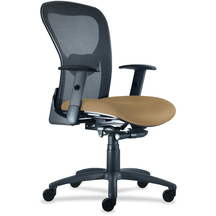 9 to 5 Seating Strata 1560 Mid Back Mesh Chair with Silver Accent - Champagne Seat Color - Polyester Seat Material - Acrylic Back Material - 5-star Base - 1 Each
