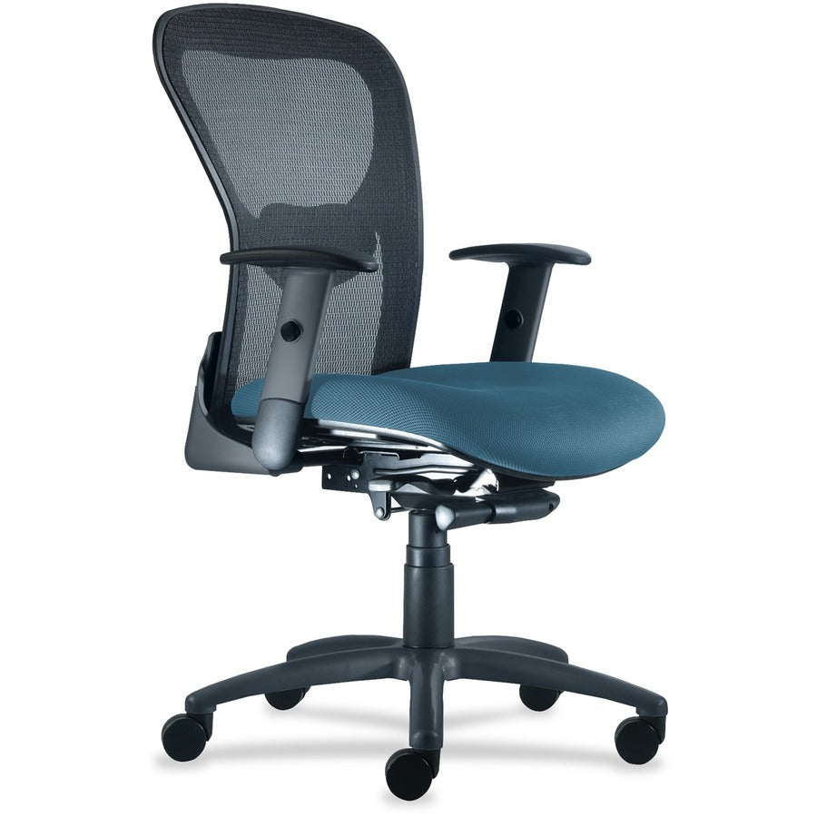 9 to 5 Seating Strata 1560 Mid Back Mesh Chair with Silver Accent - Peacock Seat Color - Polyester Seat Material - Acrylic Back Material - 5-star Base - 1 Each