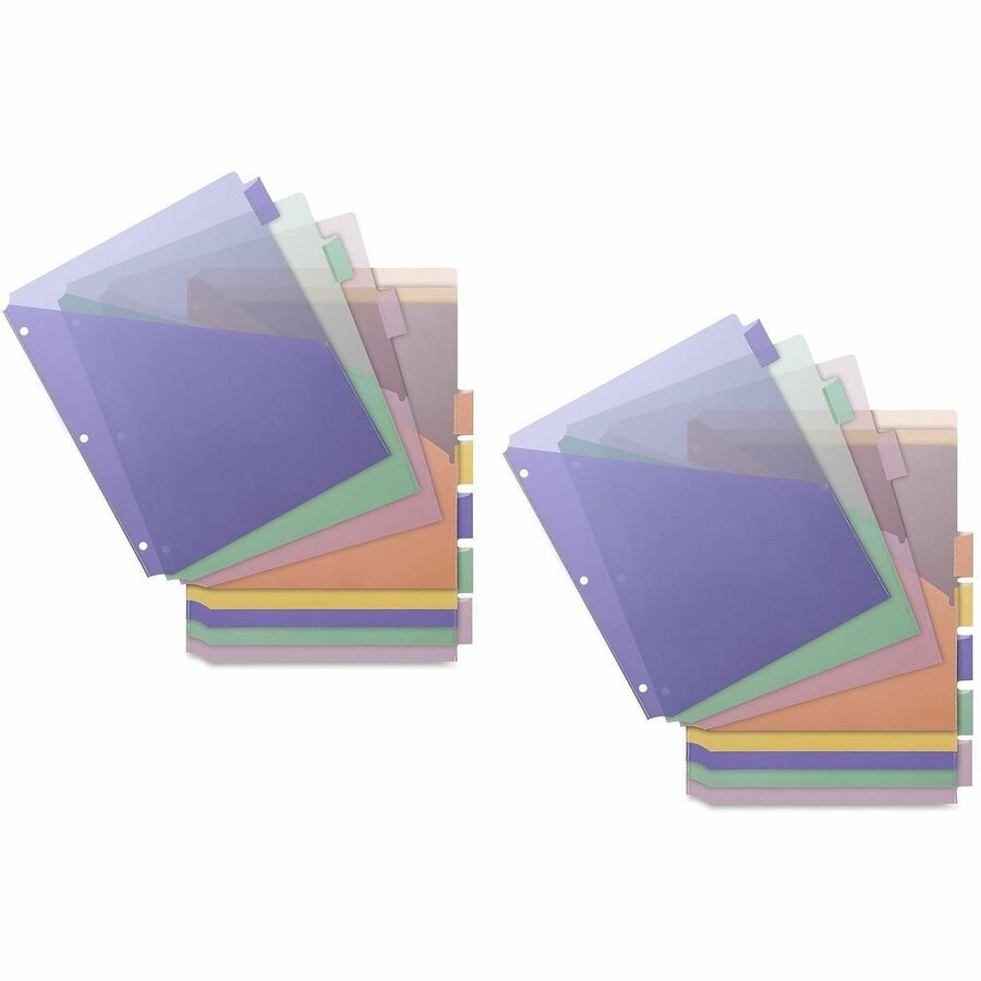 Business Source Double Pocket Index Dividers - 8 Print-on Tab(s) - 8.5" Divider Width x 11" Divider Length - Letter - Plastic Divider - Multicolor Tab(s) - Insertable - 8/Set - 24 / Carton