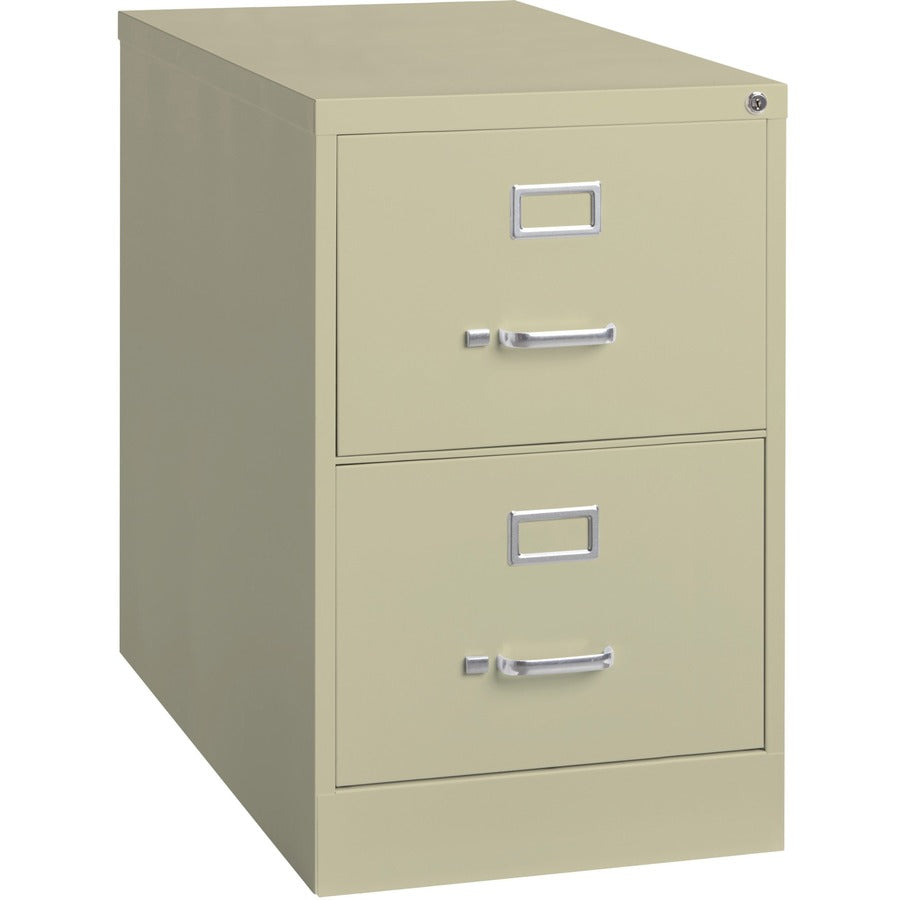 Lorell Fortress Series 26-1/2" Commercial-Grade Vertical File Cabinet - 18" Width x 26.5" Depth x 28.4" Height - 2 x Drawer(s) for File - Legal - Vertical - Lockable, Ball-bearing Suspension, Heavy Duty - Putty - Steel - Recycled