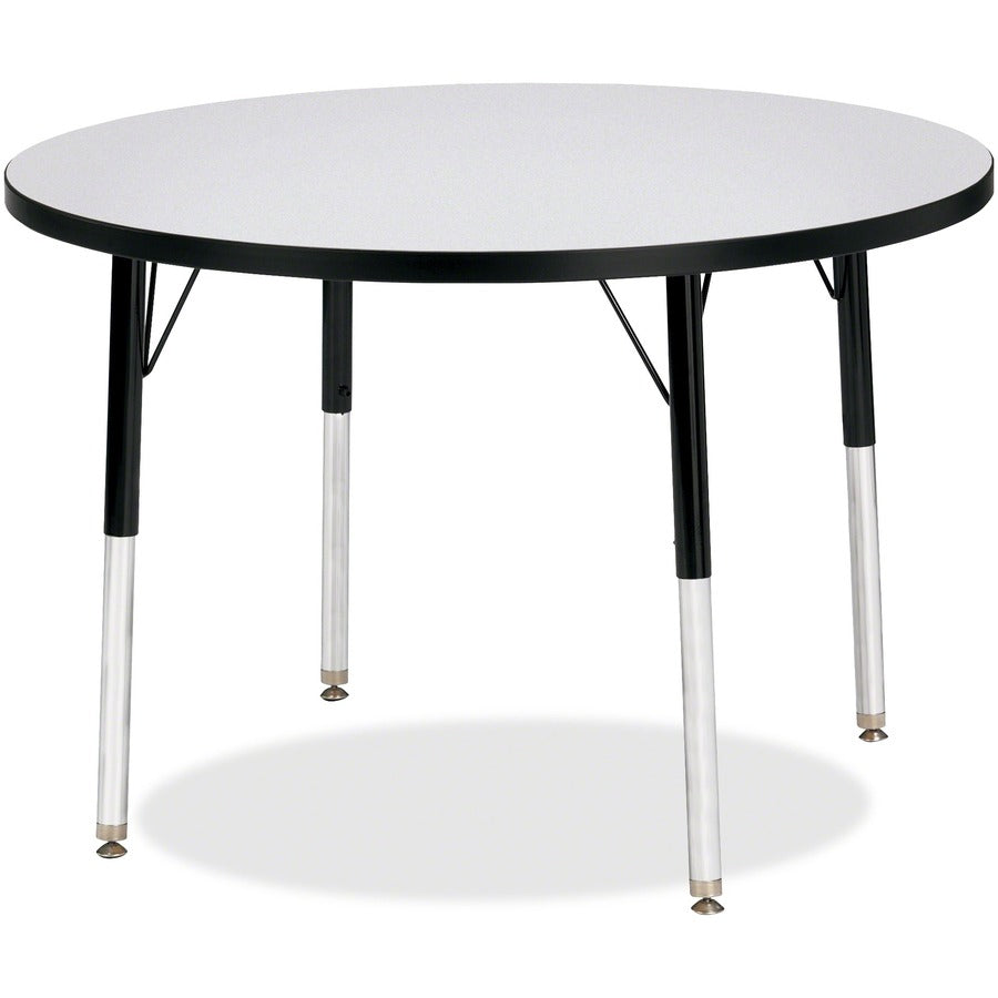 Jonti-Craft Berries Elementary Height Color Edge Round Table - Black Round, Laminated Top - Four Leg Base - 4 Legs - Height Adjustable - 24" to 31" Adjustment x 1.13" Table Top Thickness x 36" Table Top Diameter - Art, Craft - Assembly Required - Powde...