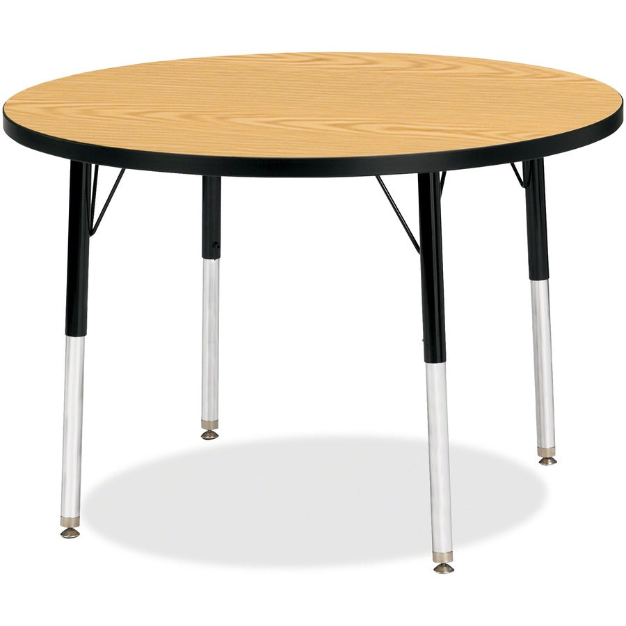 Jonti-Craft Berries Adult Height Color Top Round Table - Black Oak Round, Laminated Top - Four Leg Base - 4 Legs - Height Adjustable - 24" to 31" Adjustment x 1.13" Table Top Thickness x 36" Table Top Diameter - 31" Height - Art, Craft - Assembly Requi...