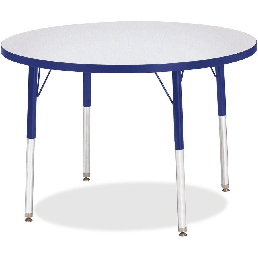 Jonti-Craft Berries Adult Height Color Edge Round Table - Blue Round, Laminated Top - Four Leg Base - 4 Legs - Height Adjustable - 24" to 31" Adjustment x 1.13" Table Top Thickness x 36" Table Top Diameter - 31" Height - Art, Craft - Assembly Required...