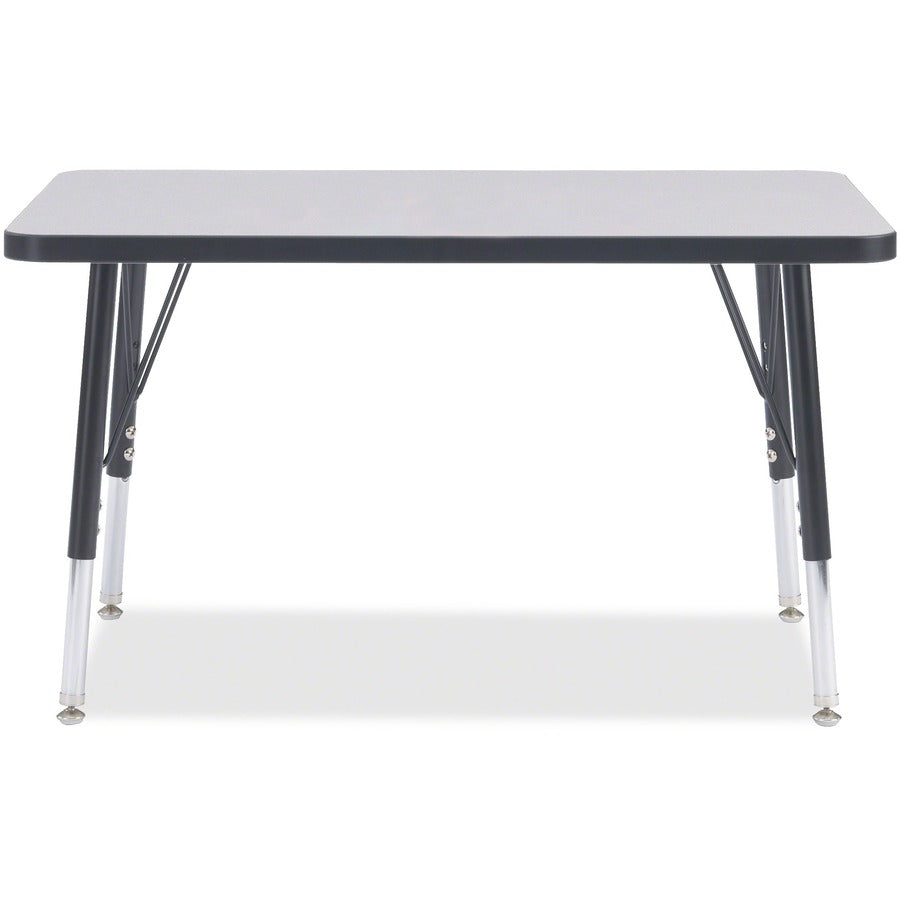 Jonti-Craft Berries Elementary Height Color Edge Rectangle Table - Black Rectangle, Laminated Top - Four Leg Base - 4 Legs - Height Adjustable - 15" to 24" Adjustment - 36" Table Top Length x 24" Table Top Width x 1.13" Table Top Thickness - 24" Height...