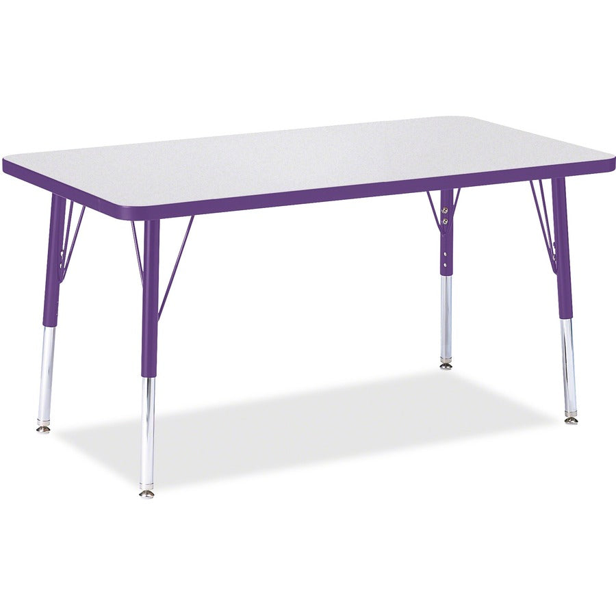 Jonti-Craft Berries Elementary Height Color Edge Rectangle Table - Gray Rectangle Top - Four Leg Base - 4 Legs - Height Adjustable - 15" to 24" Adjustment - 36" Table Top Length x 24" Table Top Width x 1.13" Table Top Thickness - 24" Height - Art, Craf...