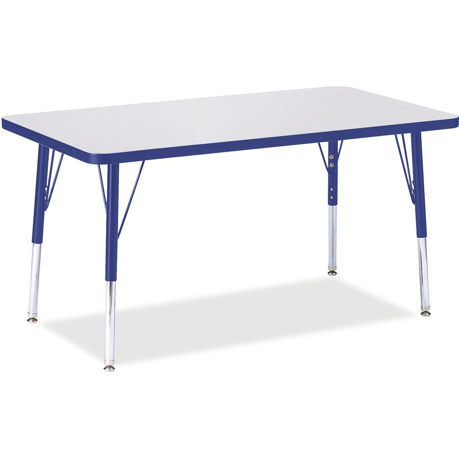 Jonti-Craft Berries Elementary Height Gray Top Rectangular Table - Gray Rectangle, Laminated Top - Four Leg Base - 4 Legs - Height Adjustable - 15" to 24" Adjustment - 36" Table Top Length x 24" Table Top Width x 1.13" Table Top Thickness - 24" Height...