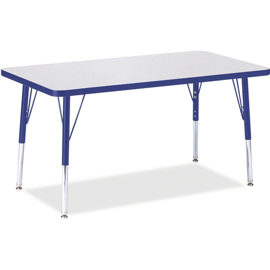 Jonti-Craft Berries Elementary Height Gray Top Rectangular Table - Gray Rectangle, Laminated Top - Four Leg Base - 4 Legs - Height Adjustable - 15" to 24" Adjustment - 36" Table Top Length x 24" Table Top Width x 1.13" Table Top Thickness - 24" Height...