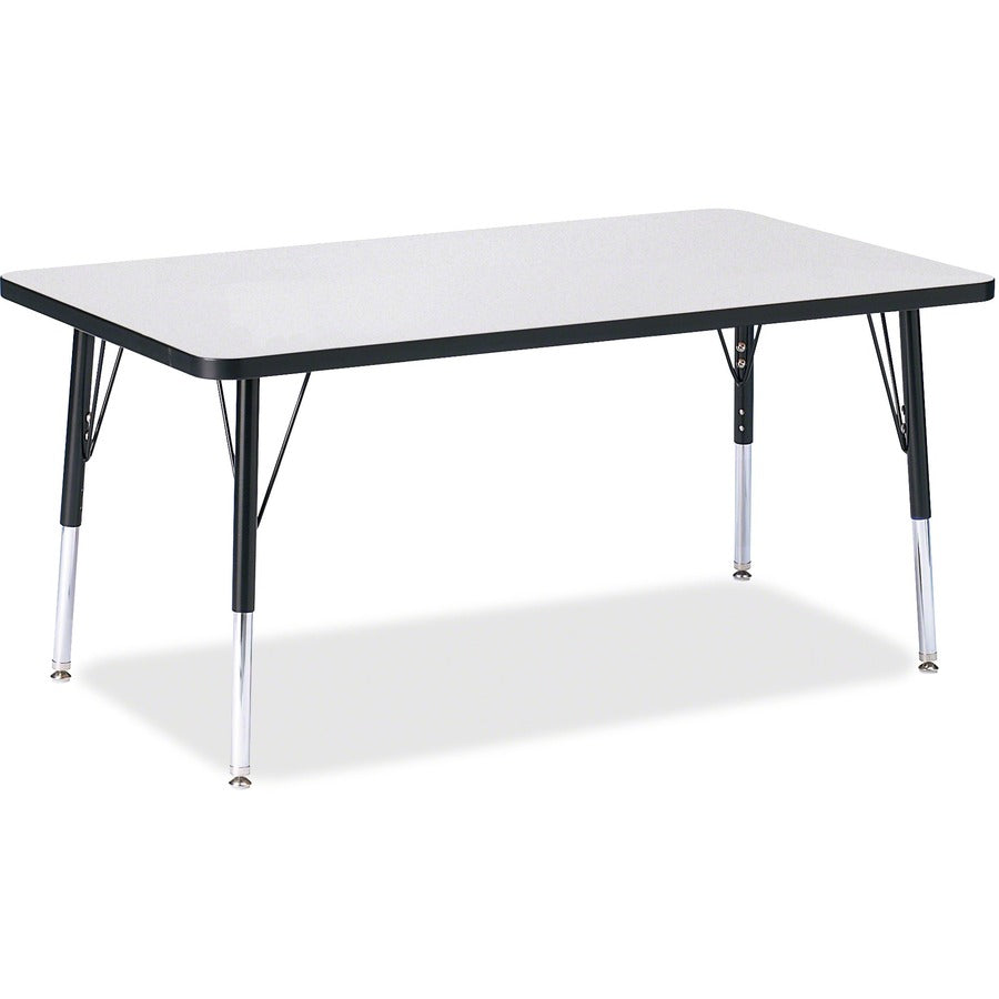 Berries Berries Elementary Height Color Edge Rectangle Table - Gray Rectangle Top - Four Leg Base - 4 Legs - Height Adjustable - 15" to 24" Adjustment - 48" Table Top Length x 30" Table Top Width x 1.13" Table Top Thickness - 24" Height - Art, Craft...