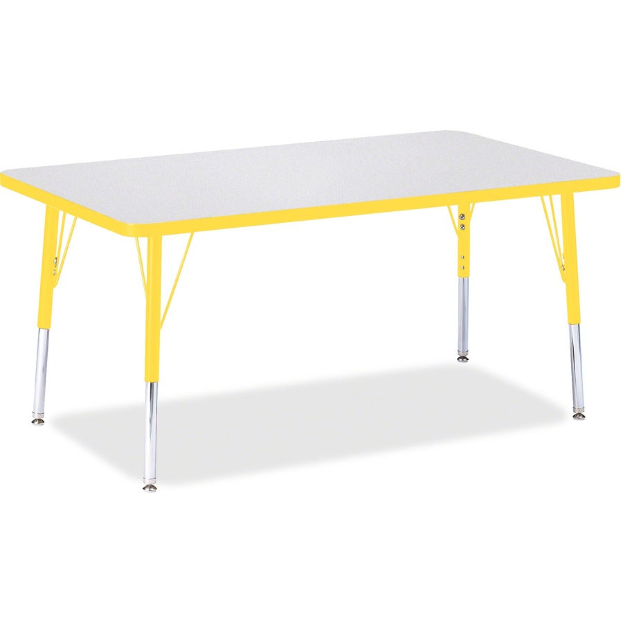 Jonti-Craft Berries Elementary Height Color Edge Rectangle Table - Gray Rectangle Top - Four Leg Base - 4 Legs - Height Adjustable - 15" to 24" Adjustment - 48" Table Top Length x 30" Table Top Width x 1.13" Table Top Thickness - 24" Height - Art, Craf...