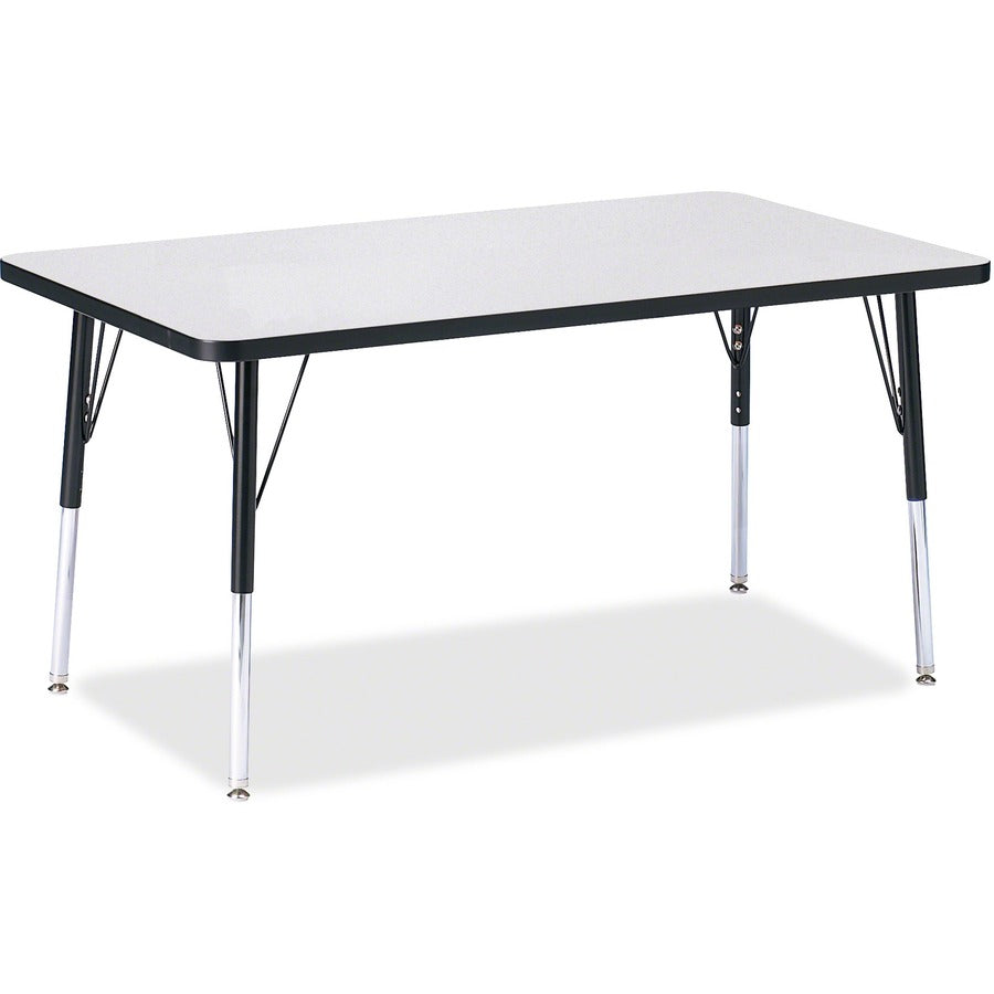 Jonti-Craft Berries Adult Height Color Edge Rectangle Table - Black Rectangle, Laminated Top - Four Leg Base - 4 Legs - Height Adjustable - 24" to 31" Adjustment - 48" Table Top Length x 30" Table Top Width x 1.13" Table Top Thickness - 31" Height - Ar...