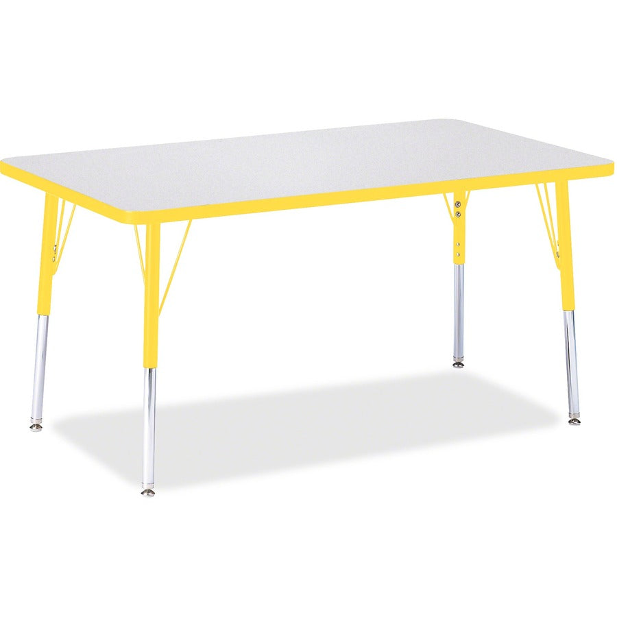Jonti-Craft Berries Adult Height Color Edge Rectangle Table - Laminated Rectangle, Yellow Top - Four Leg Base - 4 Legs - Height Adjustable - 24" to 31" Adjustment - 48" Table Top Length x 30" Table Top Width x 1.13" Table Top Thickness - 31" Height - A...