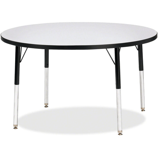 Jonti-Craft Berries Elementary Height Color Edge Round Table - Black Round, Laminated Top - Four Leg Base - 4 Legs - Height Adjustable - 24" to 31" Adjustment x 1.13" Table Top Thickness x 42" Table Top Diameter - Art, Craft - Assembly Required - Powde...