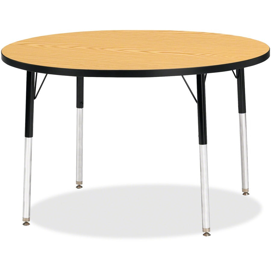 Jonti-Craft Berries Adult Height Color Top Round Table - Black Oak Round, Laminated Top - Four Leg Base - 4 Legs - Height Adjustable - 24" to 31" Adjustment x 1.13" Table Top Thickness x 42" Table Top Diameter - 31" Height - Art, Craft - Assembly Requi...