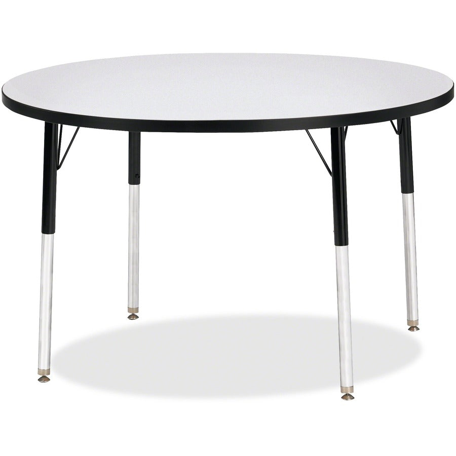 Jonti-Craft Berries Adult Height Color Edge Round Table - Black Round, Laminated Top - Four Leg Base - 4 Legs - Height Adjustable - 24" to 31" Adjustment x 1.13" Table Top Thickness x 42" Table Top Diameter - 31" Height - Art, Craft - Assembly Required...
