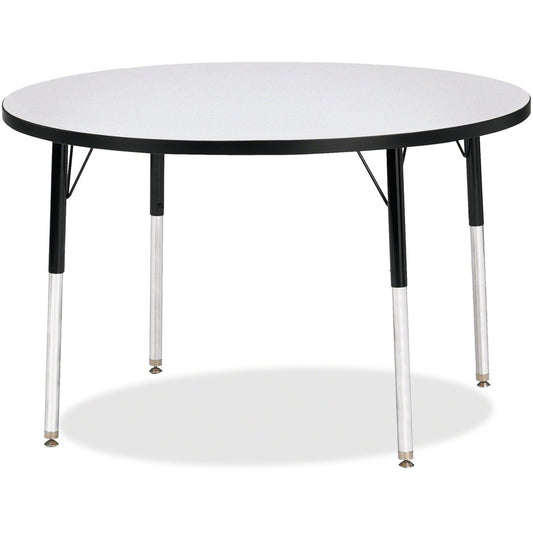 Jonti-Craft Berries Adult Height Color Edge Round Table - Black Round, Laminated Top - Four Leg Base - 4 Legs - Height Adjustable - 24" to 31" Adjustment x 1.13" Table Top Thickness x 42" Table Top Diameter - 31" Height - Art, Craft - Assembly Required...