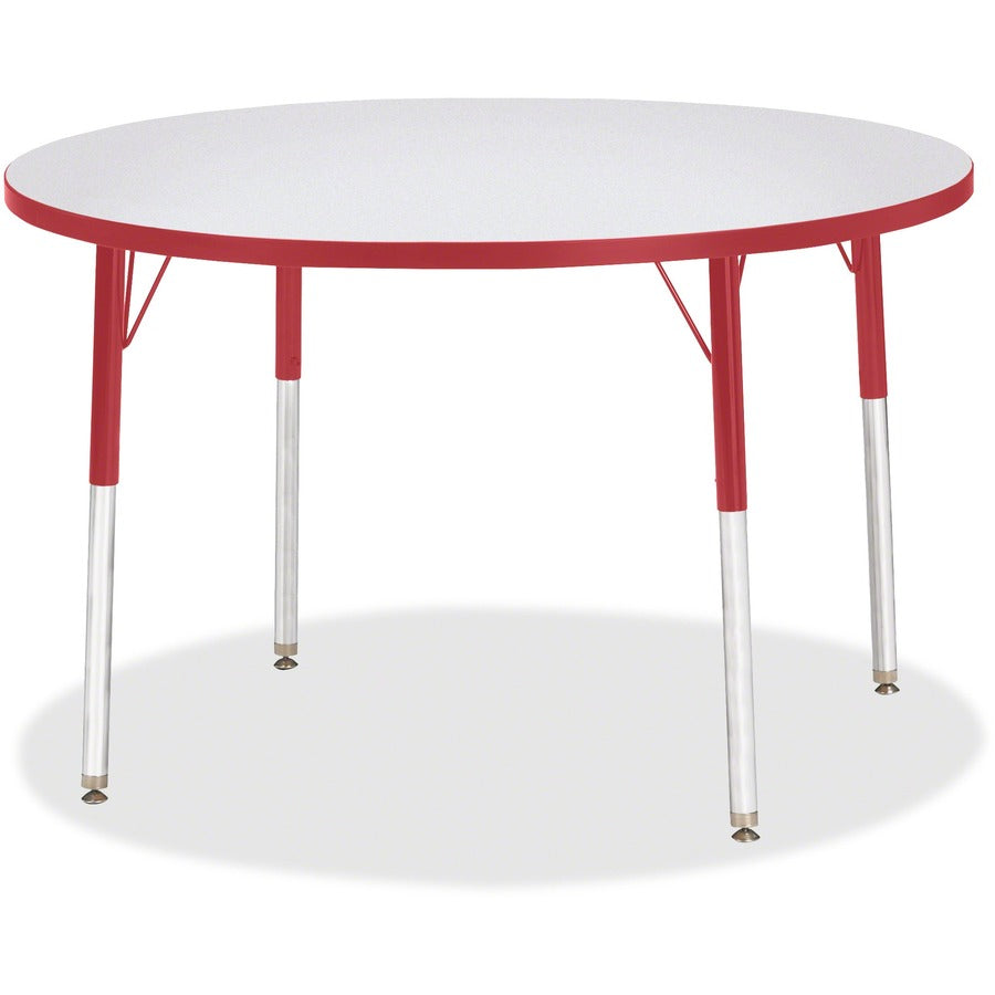 Berries Berries Adult Gray Laminate Round Table - Gray Round Top - Four Leg Base - 4 Legs - Height Adjustable - 11" to 15" Adjustment x 1.13" Table Top Thickness x 42" Table Top Diameter - 15" Height - Art, Craft - Assembly Required - Powder Coated - 1...