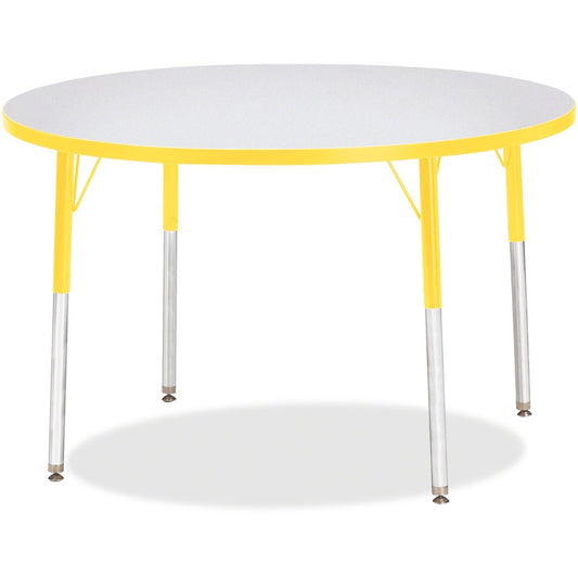 Jonti-Craft Berries Adult Height Color Edge Round Table - Laminated Round, Yellow Top - Four Leg Base - 4 Legs - Height Adjustable - 24" to 31" Adjustment x 1.13" Table Top Thickness x 42" Table Top Diameter - 31" Height - Art, Craft - Assembly Require...
