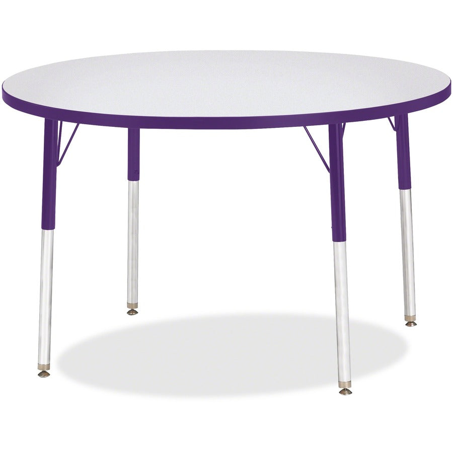 Jonti-Craft Berries Adult Height Color Edge Round Table - Laminated Round, Purple Top - Four Leg Base - 4 Legs - Height Adjustable - 24" to 31" Adjustment x 1.13" Table Top Thickness x 42" Table Top Diameter - 31" Height - Art, Craft - Assembly Require...