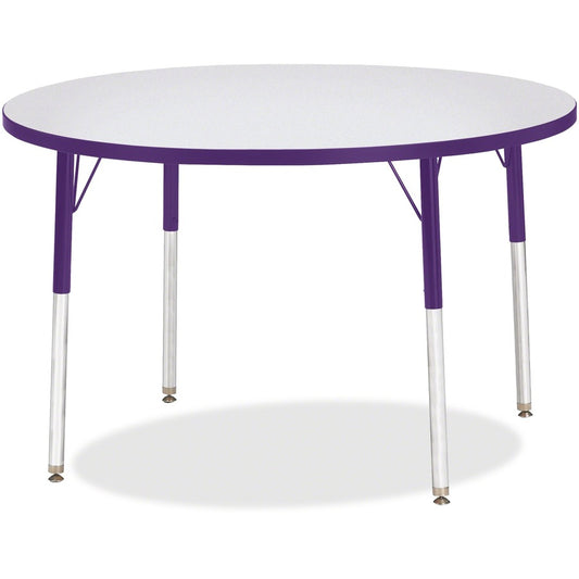 Jonti-Craft Berries Adult Height Color Edge Round Table - Laminated Round, Purple Top - Four Leg Base - 4 Legs - Height Adjustable - 24" to 31" Adjustment x 1.13" Table Top Thickness x 42" Table Top Diameter - 31" Height - Art, Craft - Assembly Require...