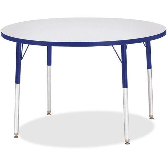 Jonti-Craft Berries Adult Height Color Edge Round Table - Gray Round, Laminated Top - Four Leg Base - 4 Legs - Height Adjustable - 24" to 31" Adjustment x 1.13" Table Top Thickness x 42" Table Top Diameter - 31" Height - Art, Craft - Assembly Required...