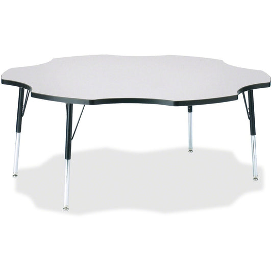 Jonti-Craft Berries Prism Six-Leaf Student Table - Black, Laminated Top - Four Leg Base - 4 Legs - Height Adjustable - 24" to 31" Adjustment x 1.13" Table Top Thickness x 60" Table Top Diameter - 31" Height - Educational Environment - Assembly Required...