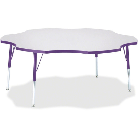 Jonti-Craft Berries Prism Six-Leaf Student Table - Laminated, Purple Top - Four Leg Base - 4 Legs - Height Adjustable - 24" to 31" Adjustment x 1.13" Table Top Thickness x 60" Table Top Diameter - 31" Height - Educational Environment - Assembly Require...