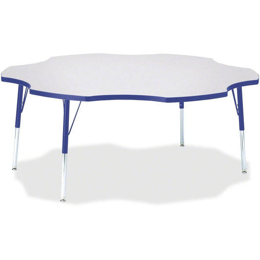 Jonti-Craft Berries Prism Six-Leaf Student Table - Gray, Laminated Top - Four Leg Base - 4 Legs - Height Adjustable - 24" to 31" Adjustment x 1.13" Table Top Thickness x 60" Table Top Diameter - 31" Height - Educational Environment - Assembly Required...
