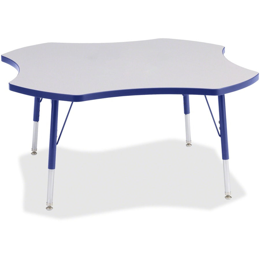 Berries Berries Elementary Height Prism Four-Leaf Table - Gray Top - Four Leg Base - 4 Legs - Height Adjustable - 15" to 24" Adjustment x 1.13" Table Top Thickness x 48" Table Top Diameter - 24" Height - Educational Environment - Assembly Required - Po...