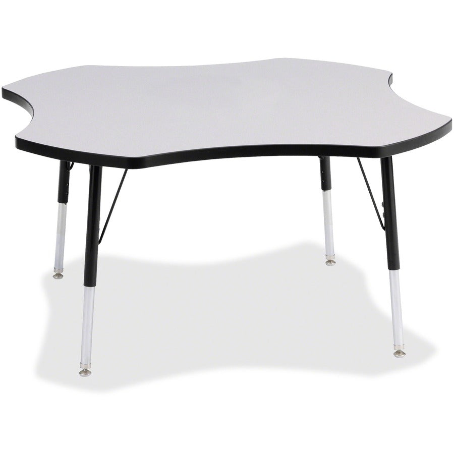 Jonti-Craft Berries Prism Four-Leaf Student Table - Black, Laminated Top - Four Leg Base - 4 Legs - Height Adjustable - 24" to 31" Adjustment x 1.13" Table Top Thickness x 48" Table Top Diameter - 31" Height - Educational Environment - Assembly Require...
