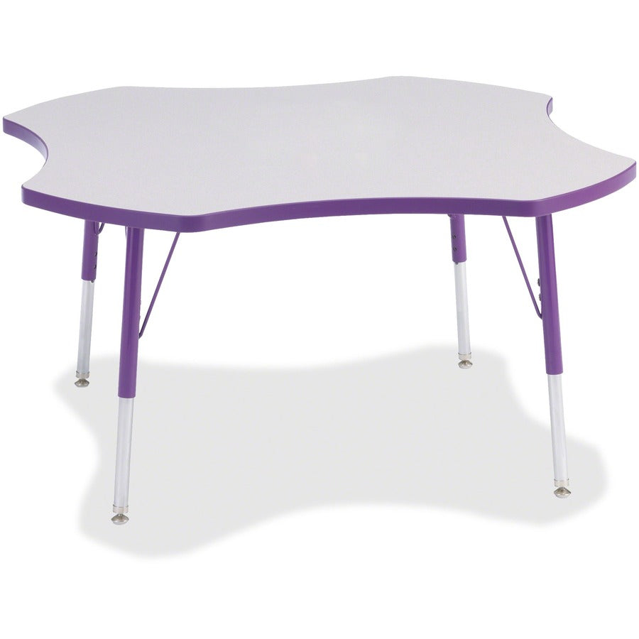 Jonti-Craft Berries Prism Four-Leaf Student Table - Laminated, Purple Top - Four Leg Base - 4 Legs - Height Adjustable - 24" to 31" Adjustment x 1.13" Table Top Thickness x 48" Table Top Diameter - 31" Height - Educational Environment - Assembly Requir...