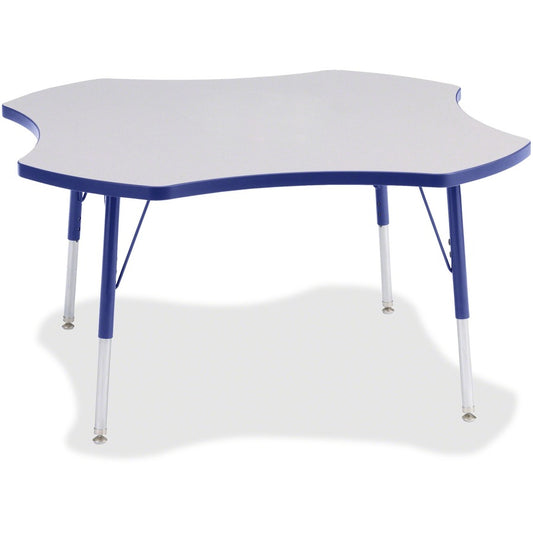 Jonti-Craft Berries Prism Four-Leaf Student Table - Gray, Laminated Top - Four Leg Base - 4 Legs - Height Adjustable - 24" to 31" Adjustment x 1.13" Table Top Thickness x 48" Table Top Diameter - 31" Height - Educational Environment - Assembly Required...