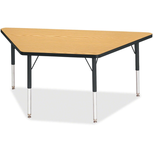 Jonti-Craft Berries Elementary Height Classic Trapezoid Table - Black Oak Trapezoid, Laminated Top - Four Leg Base - 4 Legs - Height Adjustable - 15" to 24" Adjustment - 60" Table Top Length x 30" Table Top Width x 1.13" Table Top Thickness - 24" Heigh...