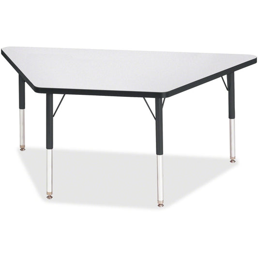 Jonti-Craft Berries Elementary Height Prism Edge Trapezoid Table - Black Trapezoid, Laminated Top - Four Leg Base - 4 Legs - Height Adjustable - 15" to 24" Adjustment - 60" Table Top Length x 30" Table Top Width x 1.13" Table Top Thickness - 24" Height...