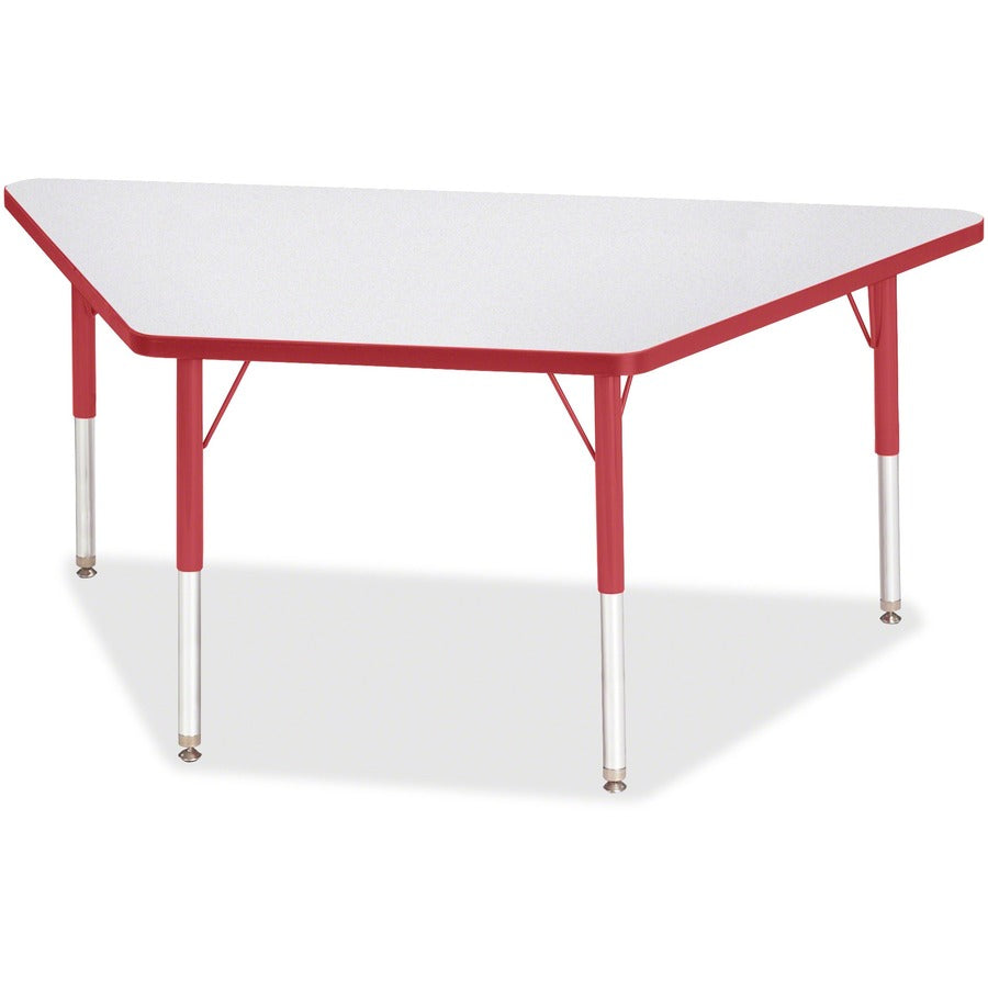 Jonti-Craft Berries Elementary Height Prism Edge Trapezoid Table - Laminated Trapezoid, Red Top - Four Leg Base - 4 Legs - Height Adjustable - 15" to 24" Adjustment - 60" Table Top Length x 30" Table Top Width x 1.13" Table Top Thickness - 24" Height...