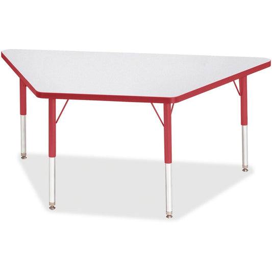 Jonti-Craft Berries Elementary Height Prism Edge Trapezoid Table - Laminated Trapezoid, Red Top - Four Leg Base - 4 Legs - Height Adjustable - 15" to 24" Adjustment - 60" Table Top Length x 30" Table Top Width x 1.13" Table Top Thickness - 24" Height...